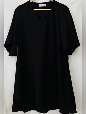 Black Mini Dress with Flutter Sleeves - Elegance Label